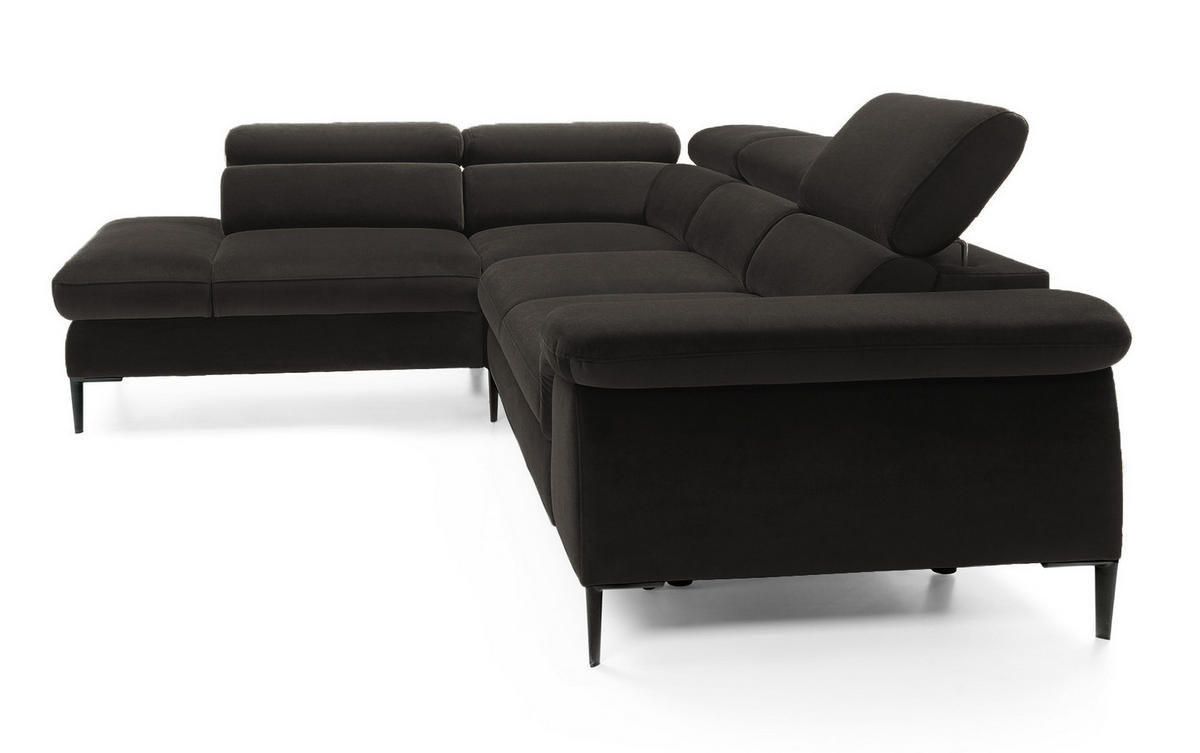 SCHLAFSOFA 280 cm Amaro L mit verstellbaren Kopfstützen, Links, Schwarz - Schwarz, Holz (280/214cm) - Emporius