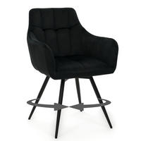 STUHL FANO drehbar gepolsterter mit Steppung - schwarz - Velour - Schwarz, Textil/Metall (58/83/59cm) - NEW HOME