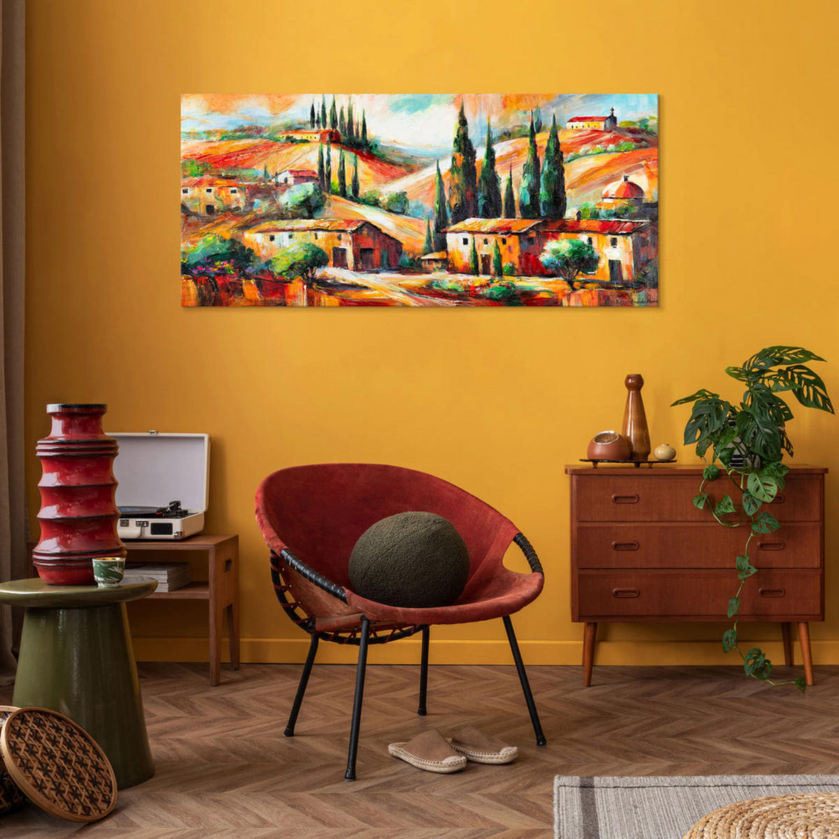 GEMÄLDE Warmer Abend auf Keilrahmen 115x50 cm - Multicolor, Holz (115/50cm) - YS-art gallery