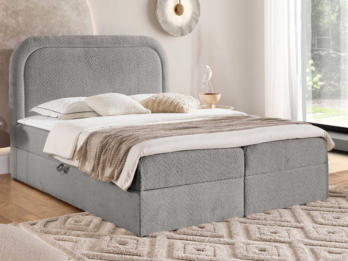 BOXBETT Bonito - Hellgrau/Schwarz, Holz/Holzwerkstoff (200/200cm) - MIRJAN24