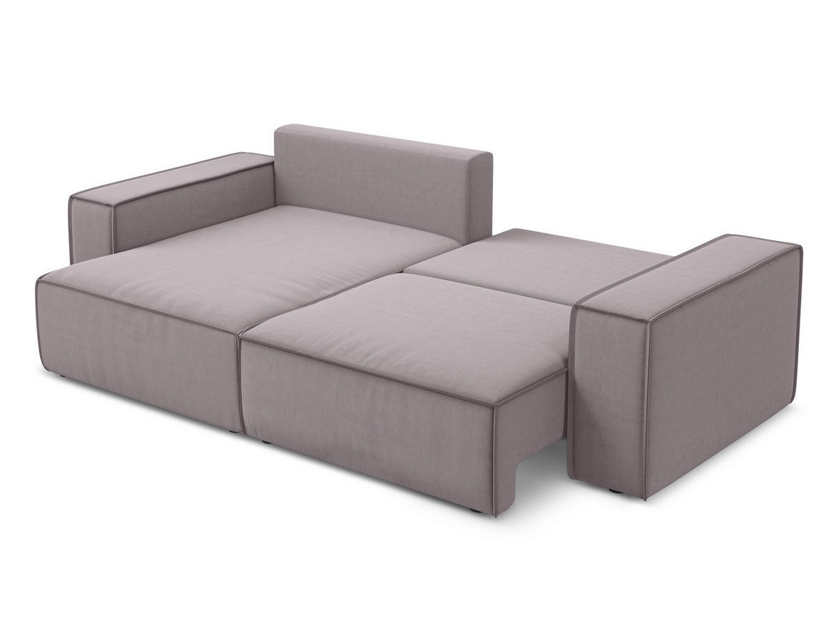 ECKSOFA mit Schlaffunktion Samt Stoff Violett - Lila/Flieder, Kunststoff/Textil (148/257cm) - Makamii