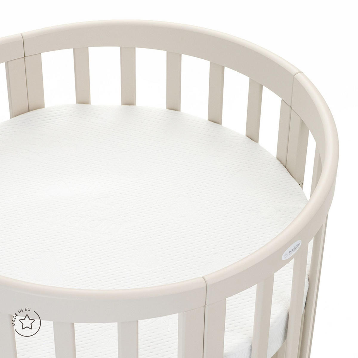 SALTEA din cocos pentru bebe 7in1 oval - alb, materiale naturale/material textil (73/73cm) - waldin