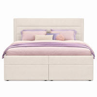 POLSTERBETT 140/200 mit Bettkasten, beidseitig hochklappbarem Lattenrost und Hubzylindern bis 181 kg in Beige - Beige, Holzwerkstoff/Textil (140/200cm) - EVRYAE