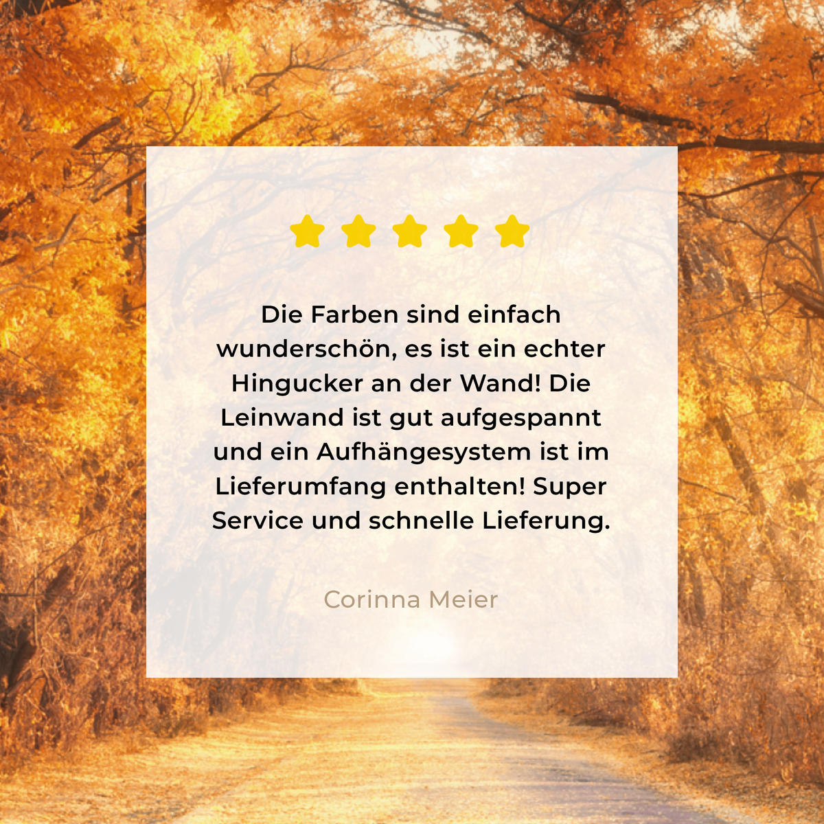 LEINWANDBILD Wald - Herbst - Bäume - Waldweg - Natur 50x50 cm - Bernsteinfarben, Textil (50/50cm) - MuchoWow