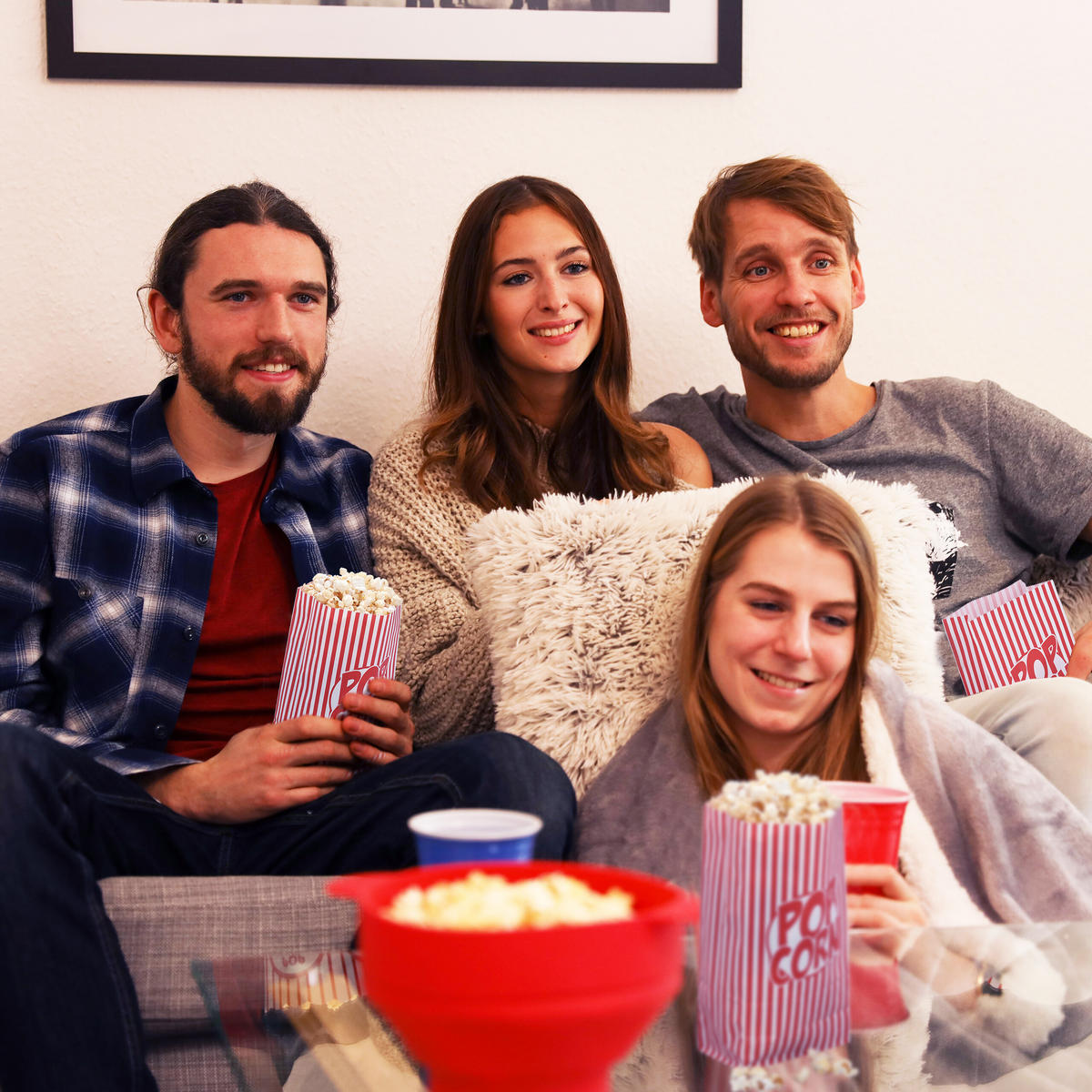 48XPOPCORNTÜTEN - Multicolor, Papier (13/26/8cm) - Relaxdays