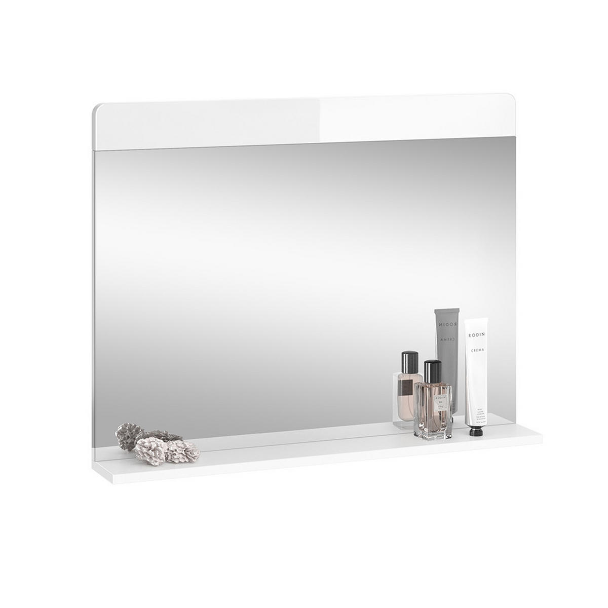 BADEZIMMERSPIEGEL Izan Weiß Hochglanz 80.1 x 62 cm mit Regal - Weiß, Glas (80.1/62/12cm) - Vicco