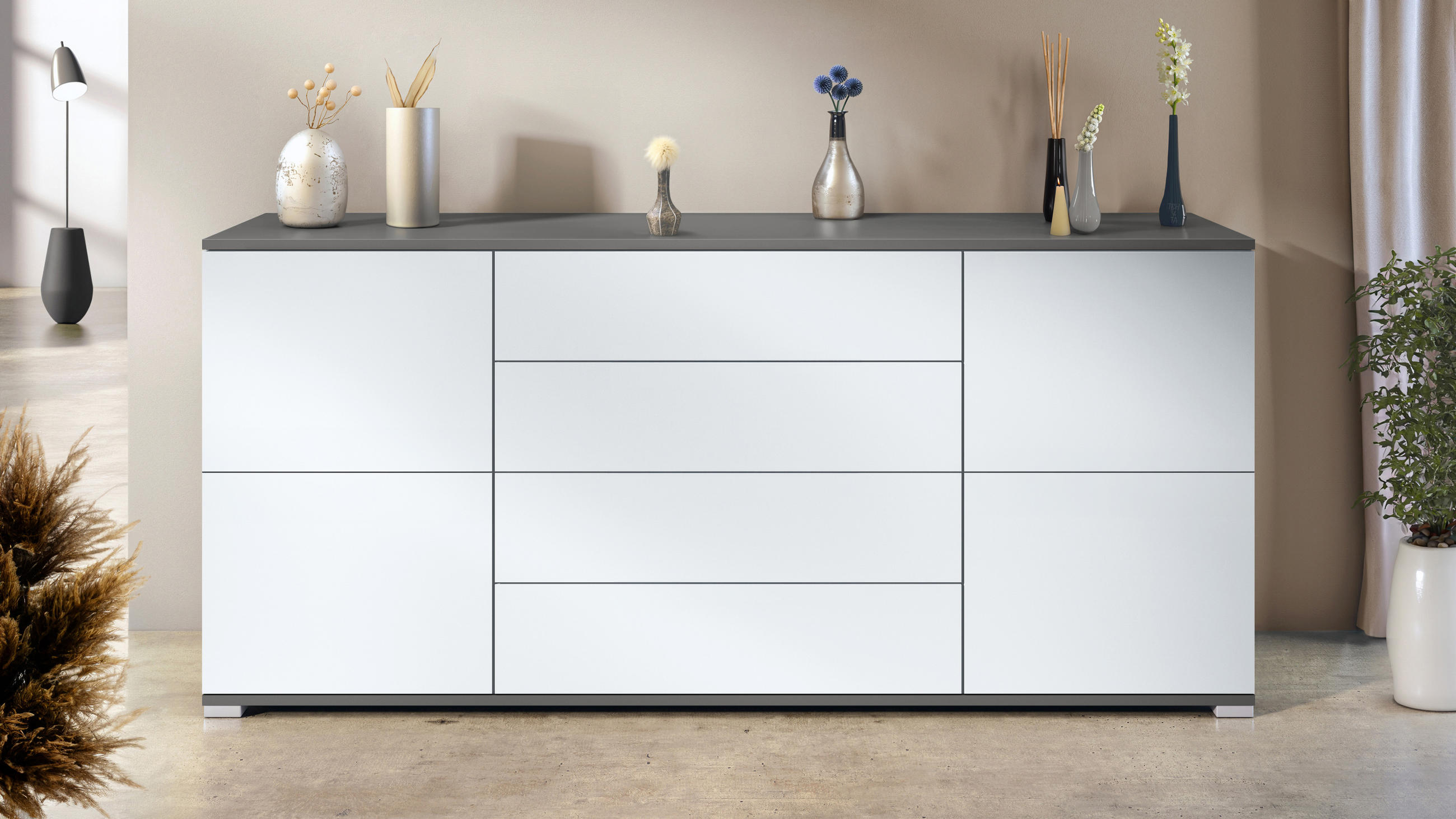 SIDEBOARD Rova Weiß matt - Weiß, Holzwerkstoff (166.5/75.5/35cm) - Vladon