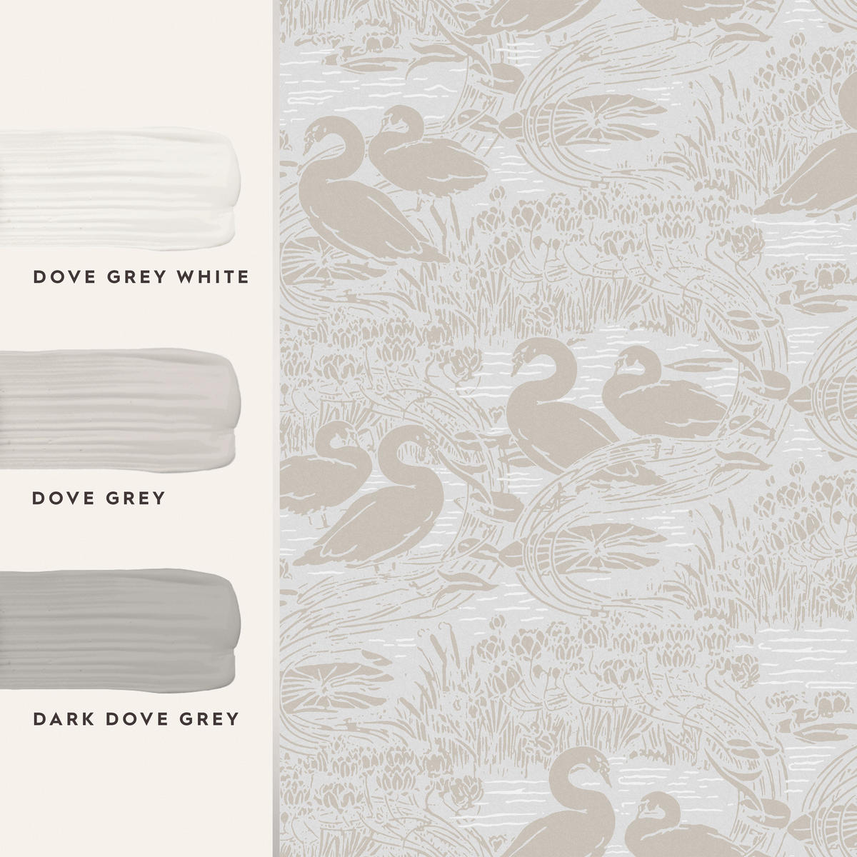 VLIESTAPETE Swans 1000x52cm - Grau, Papier/Kunststoff (52/1000cm) - LAURA ASHLEY
