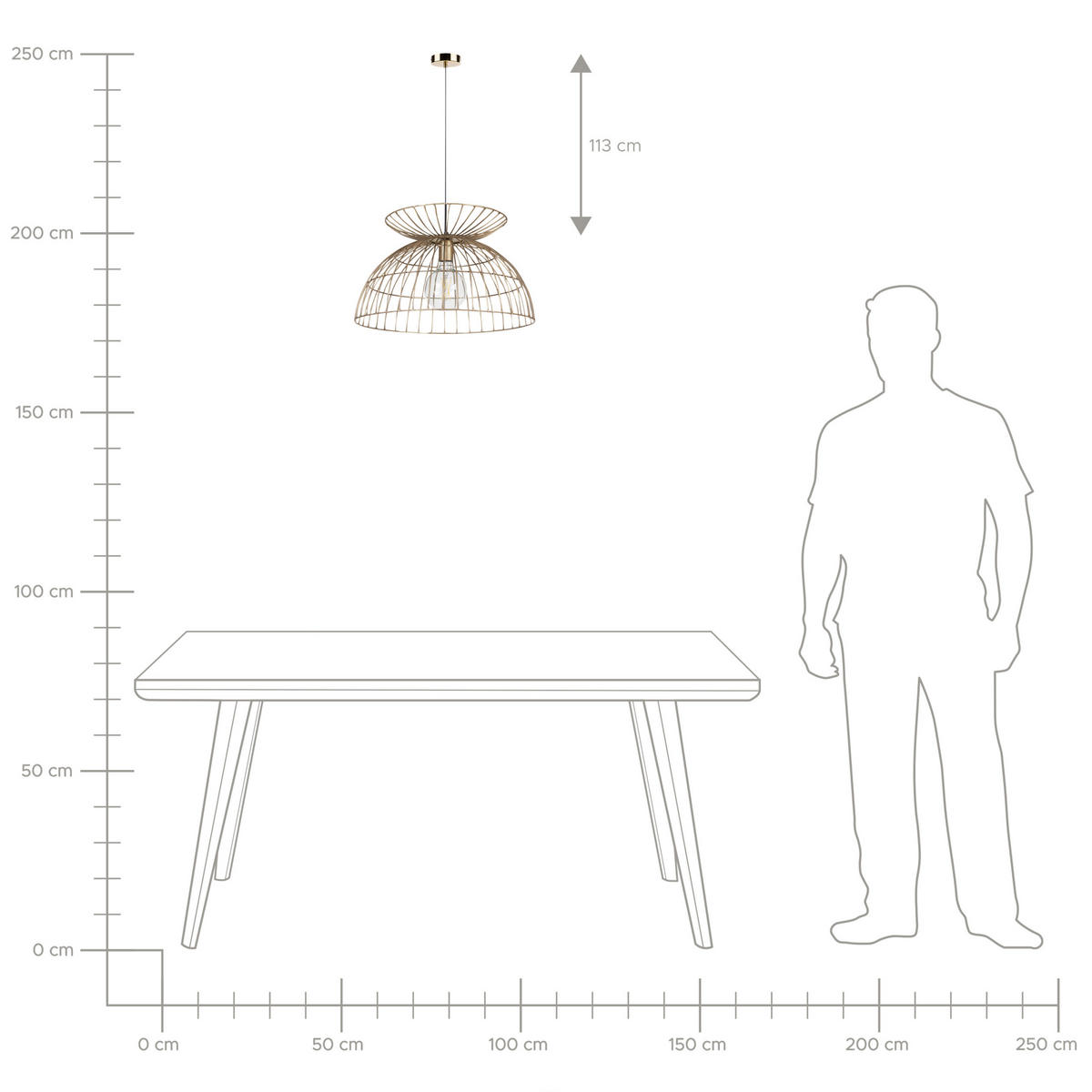 HÄNGELEUCHTE Mahanadi 50/50/141 cm - Messingfarben, Metall (50/50/141cm) - Beliani