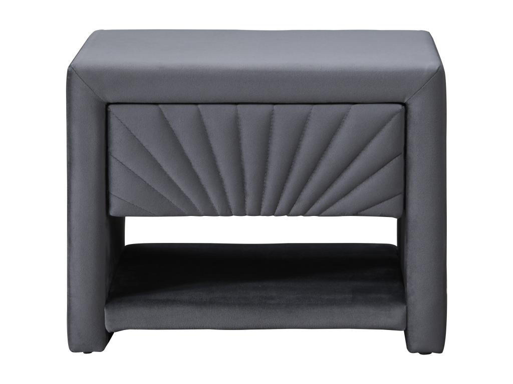 NACHTTISCH mit 1 Schublade & 1 Ablage - Samt - Anthrazitgrau - ULAMI - Anthrazit, Textil (35/41/50cm) - Vente-Unique