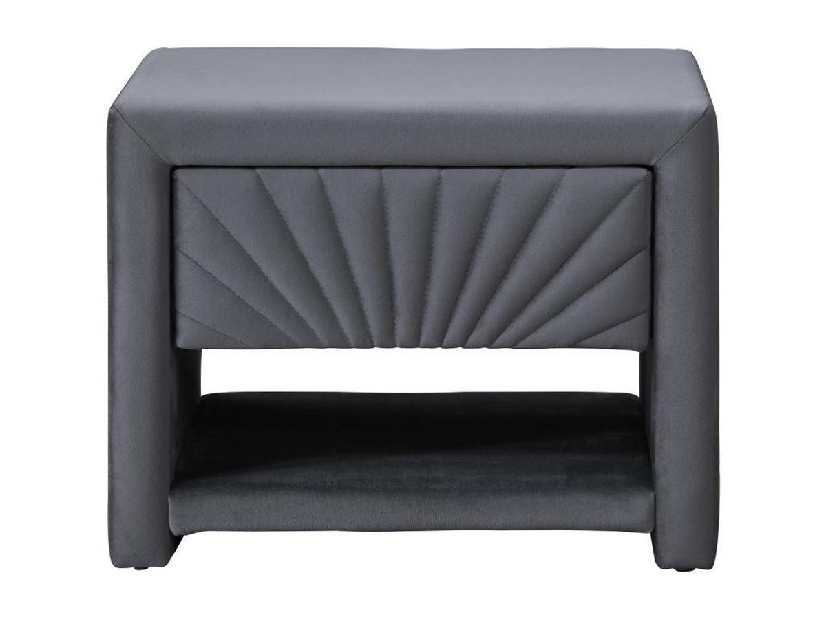 2ER-SET Nachttische mit 1 Schublade & 1 Ablage - Samt - Anthrazitgrau - ULAMI - Anthrazit, Textil (35/41/50cm) - Vente-Unique