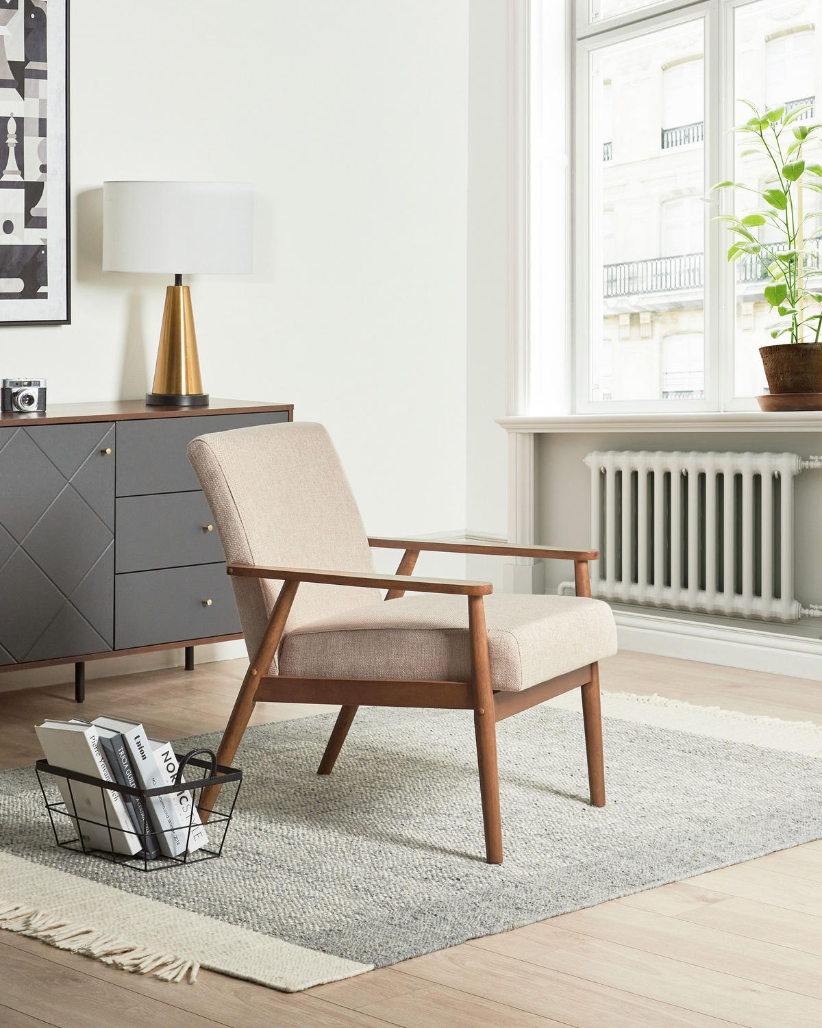 SESSEL Beige Esrum - Beige, Textil (62/79/80cm) - Beliani