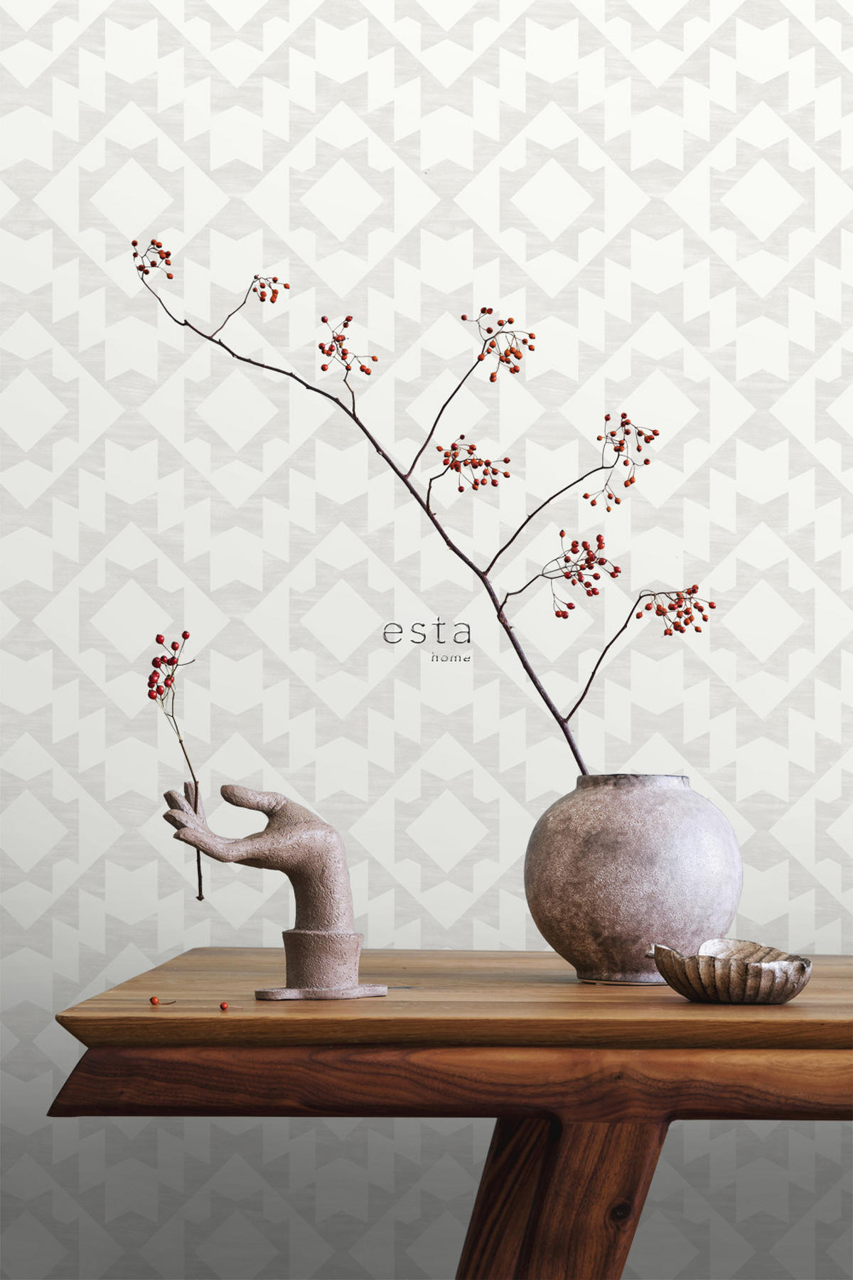 TAPETE Marrakescher Aztec-Teppich 53 cm x 10.05 m - Grau, Papier (53/1000cm) - ESTAhome