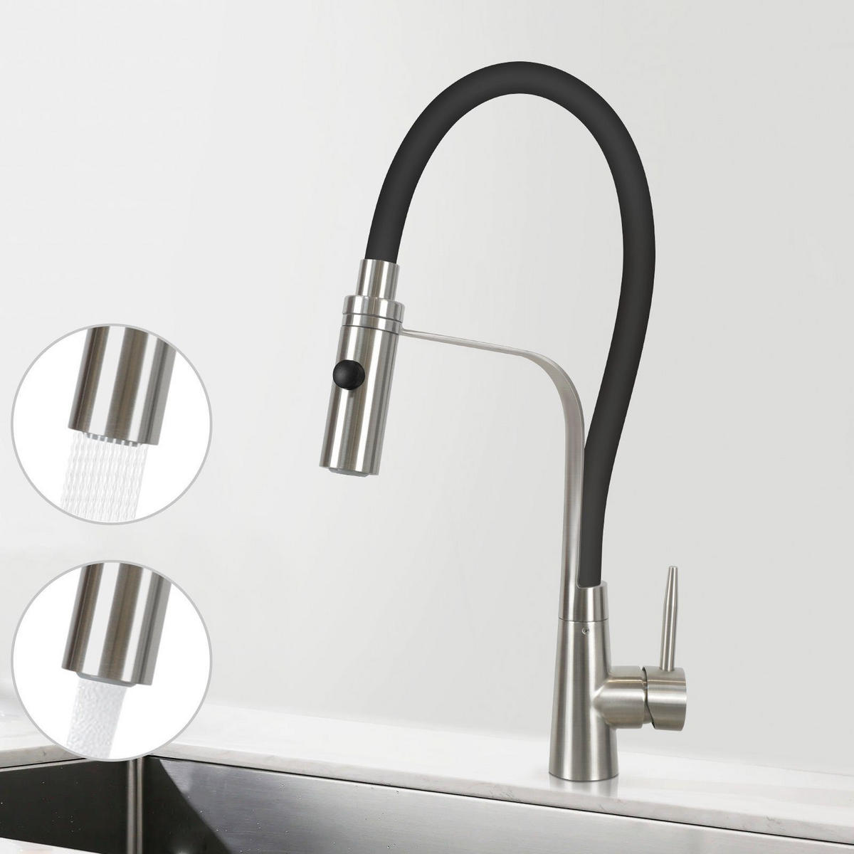 KÜCHENARMATUR Ulrike - Schwarz, Metall (6/47/18cm) - Nettlife