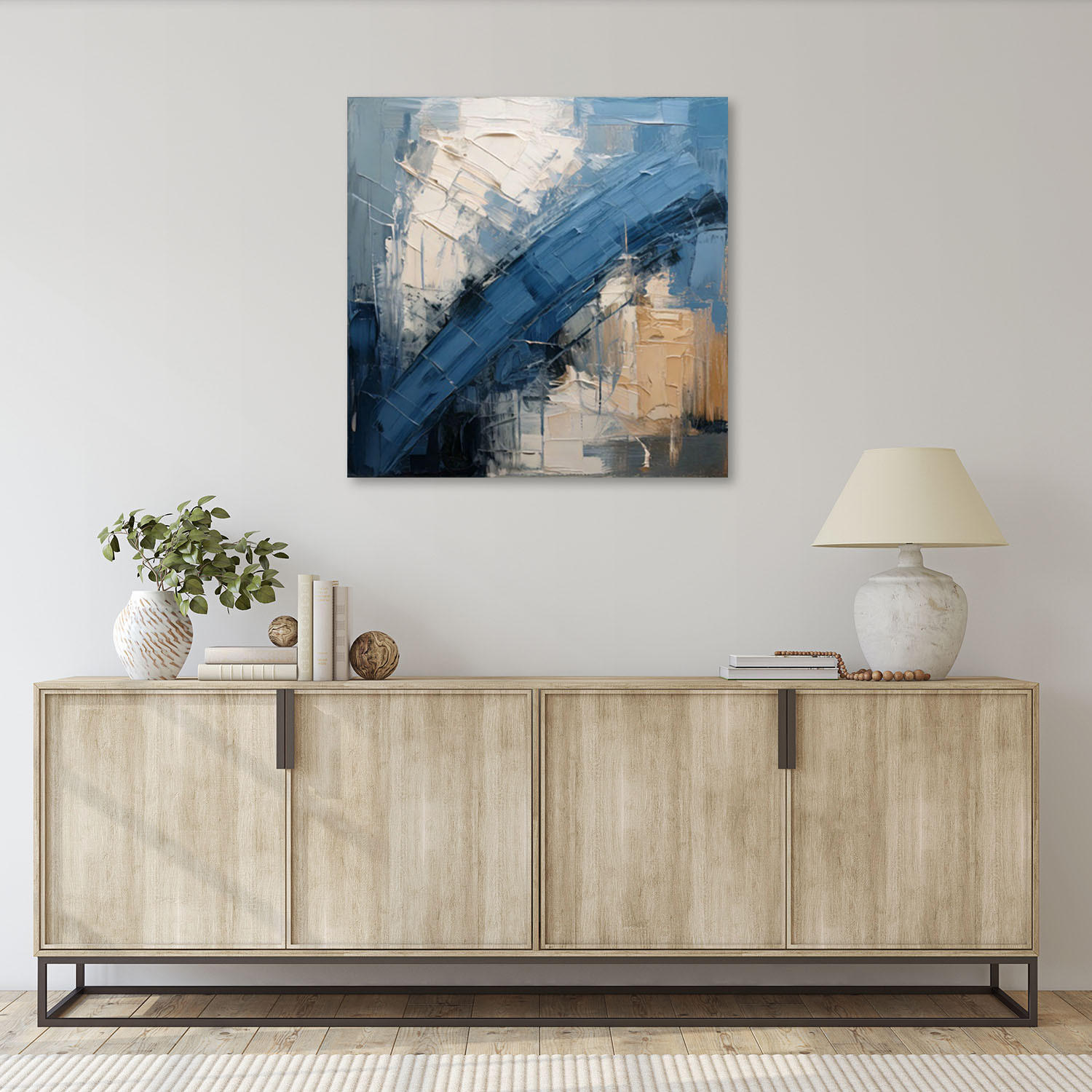 LEINWANDBILD Abstraktion Industrial Blau 60x60cm - Blau, Textil (60/60cm) - Feeby