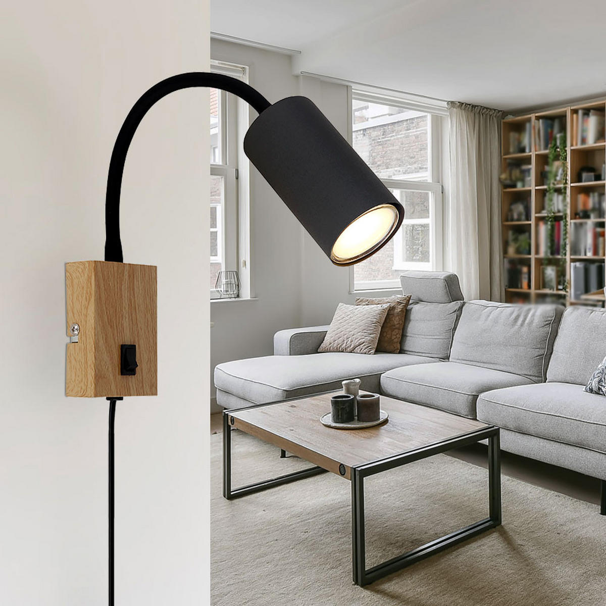 LED DECKENLEUCHTE Holzoptik Braun - Braun, Metall (32/7/44cm) - Globo Lighting