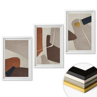 WANDBILDER 3er-Set - 40x60 cm Weißer Rahmen - Abstrakte Boho-Malerei - Weiß, Kunststoff (40/60cm) - ArtPrintCave
