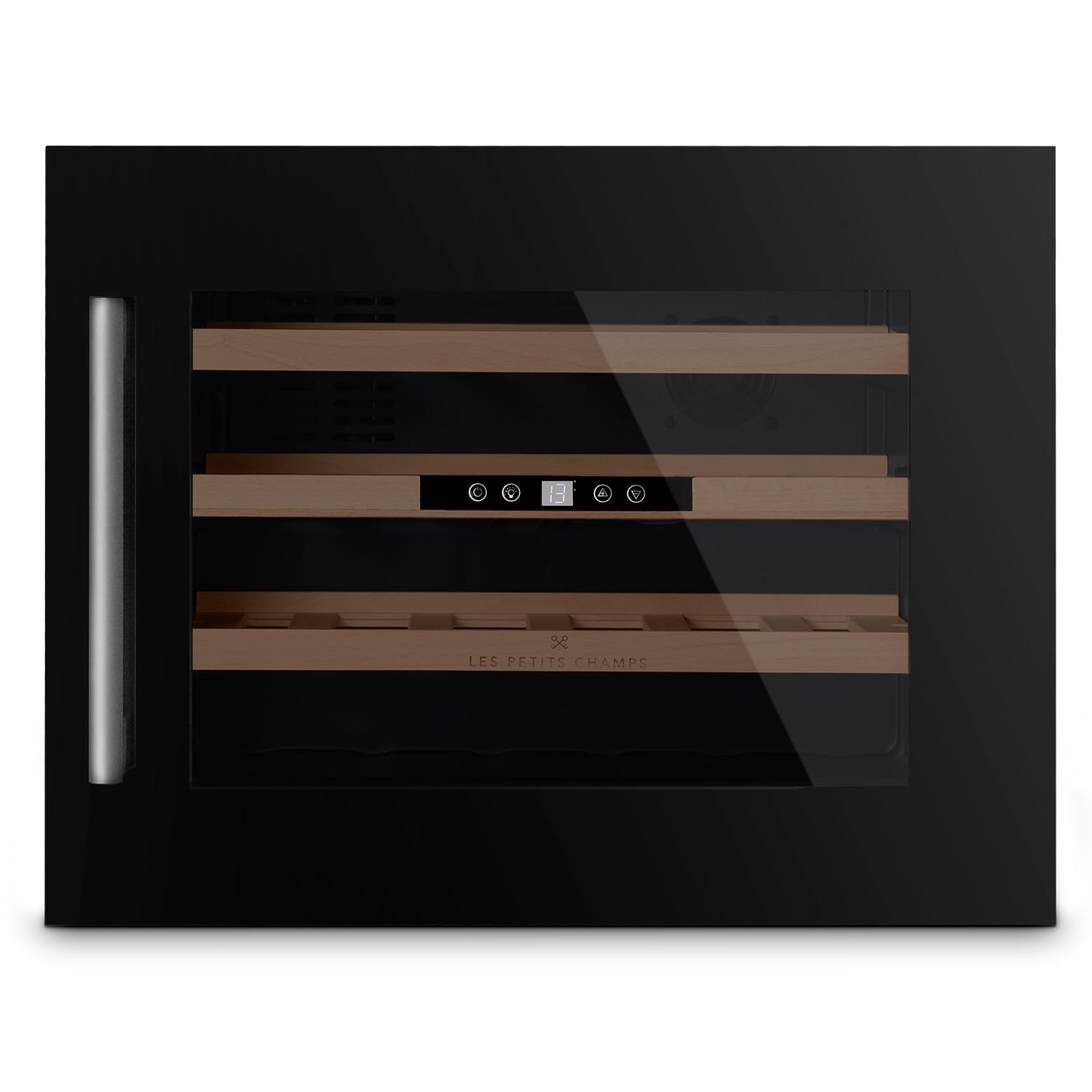 WEINKÜHLSCHRANK CAVCI24 Schwarz, 24 Flaschen, 57L, 3 Regale, Thermodynamische Kühlung, LED, UV-beständig - Schwarz, Metall (59.5/46/56cm) - Les Petits Champs