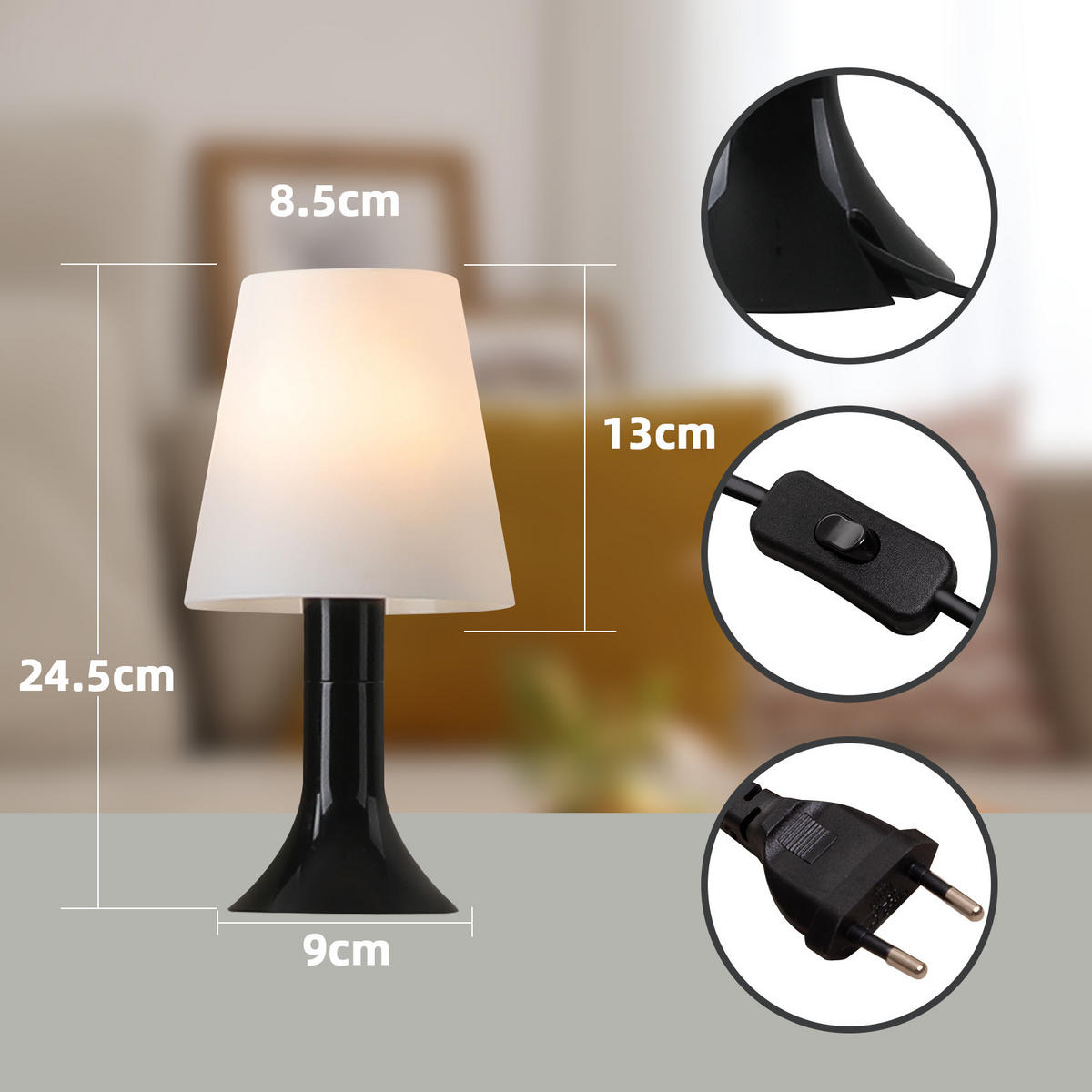 TISCHLEUCHTE Naumov (2er-Set) - Schwarz, Kunststoff (24.5/9/13cm) - Nettlife