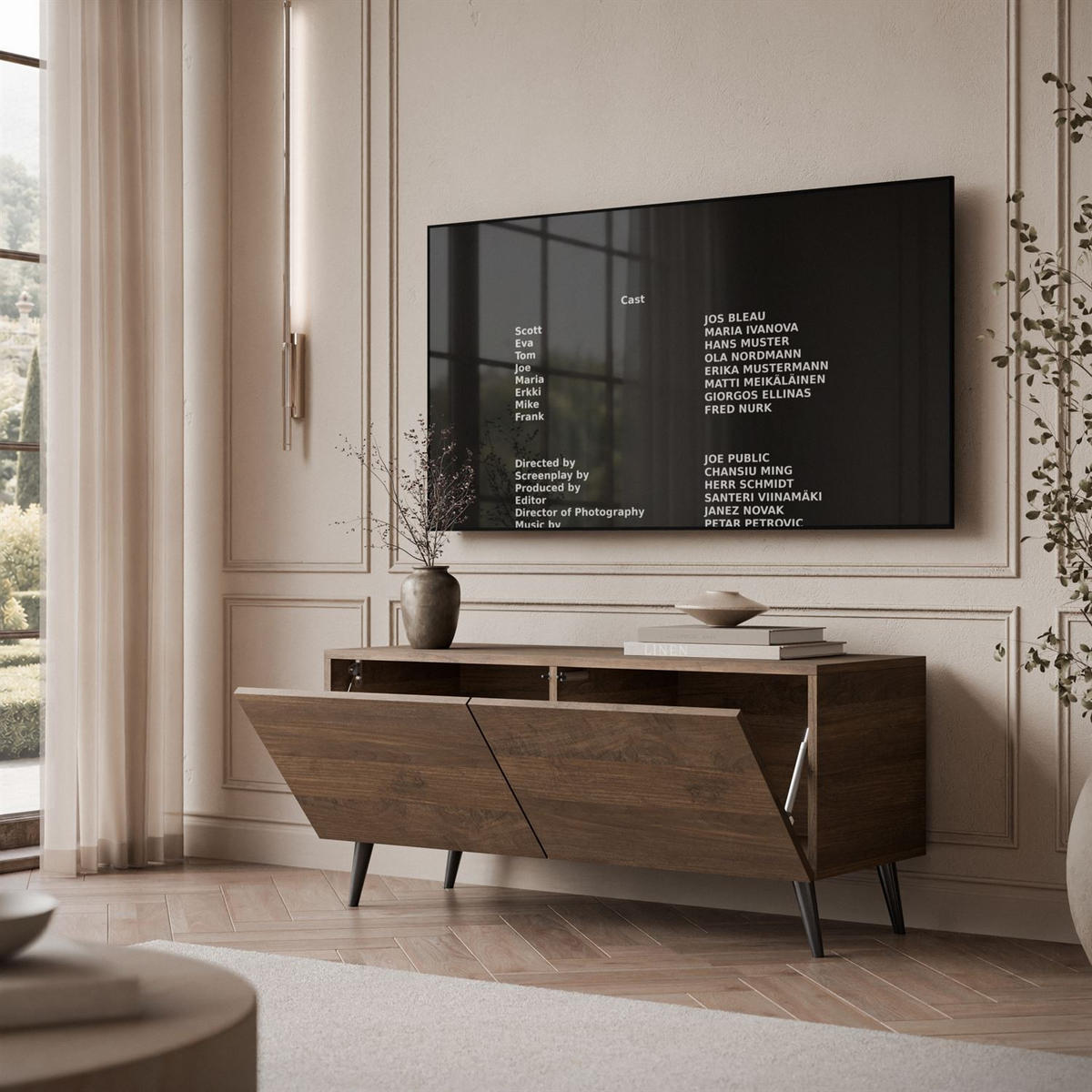 TV-UNIT COLGANTE NUSSBAUM auf Füßen mit LED - Nussbaumfarben, Holzwerkstoff (100/49/40cm) - Lookway