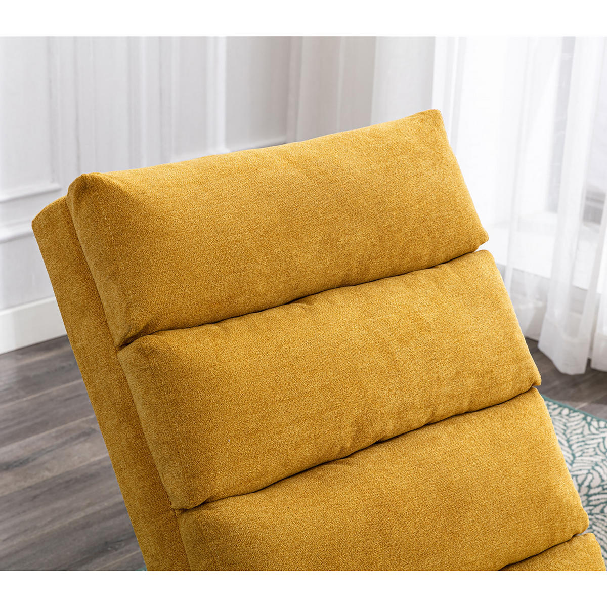 MASAŽNA FOTELJA u senf žutoj boji s funkcijom vibracije, od lana - srebrne boje/žuta, drvni materijal/tekstil (55/84/148cm) - CHICFURN