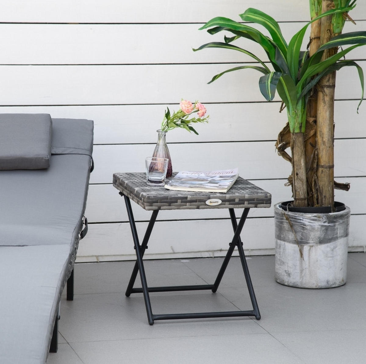 GARTENTISCH aus Polyrattan 40x40x40 cm Grau klappbar mit wetterbeständigem Metallgestell - Grau, Kunststoff (40/40/40cm) - Modfu