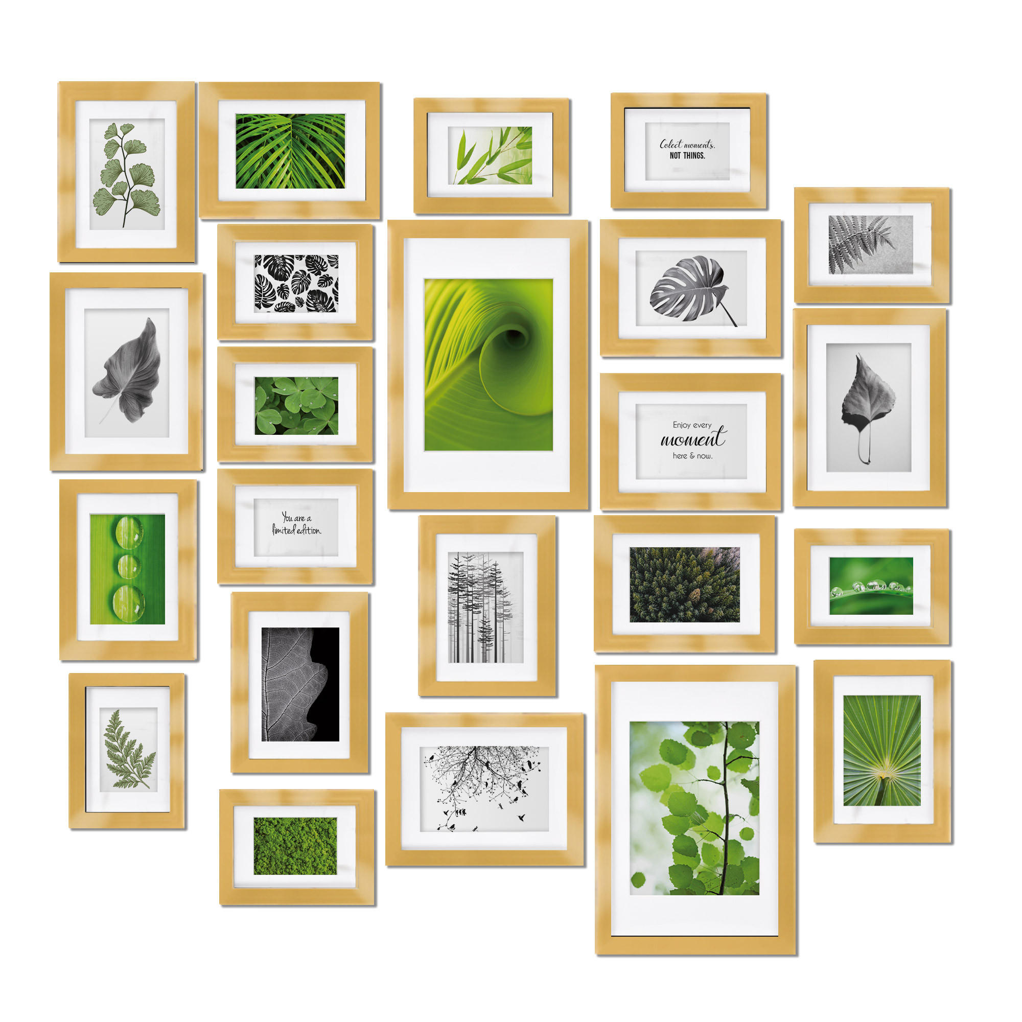 BILDERRAHMEN Nature Holz Gold 24tlg - Goldfarben, Holz (26/27/36cm) - BoMoe
