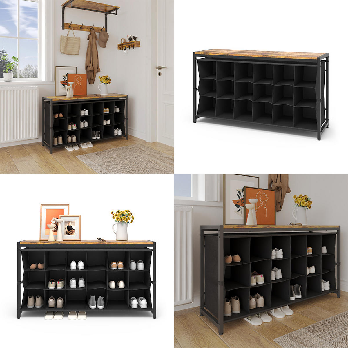 SCHUHREGAL Fyrk Eiche rustikal 100 x 54.5 cm - Wildeiche, Holzwerkstoff (100/54.5/30cm) - Vicco
