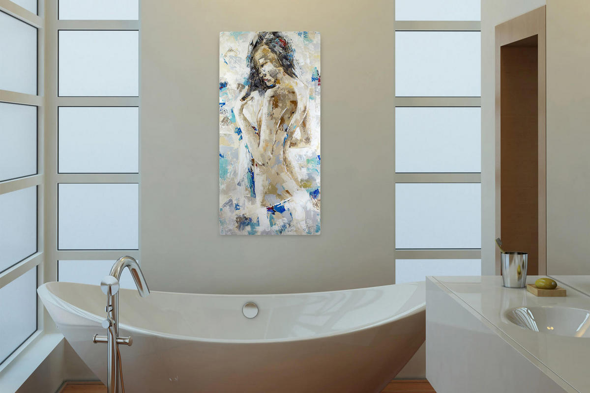 ACRYLBILD HANDGEMALT 60/120 cm - Blau, Holz/Textil (60/120cm) - KUNSTLOFT