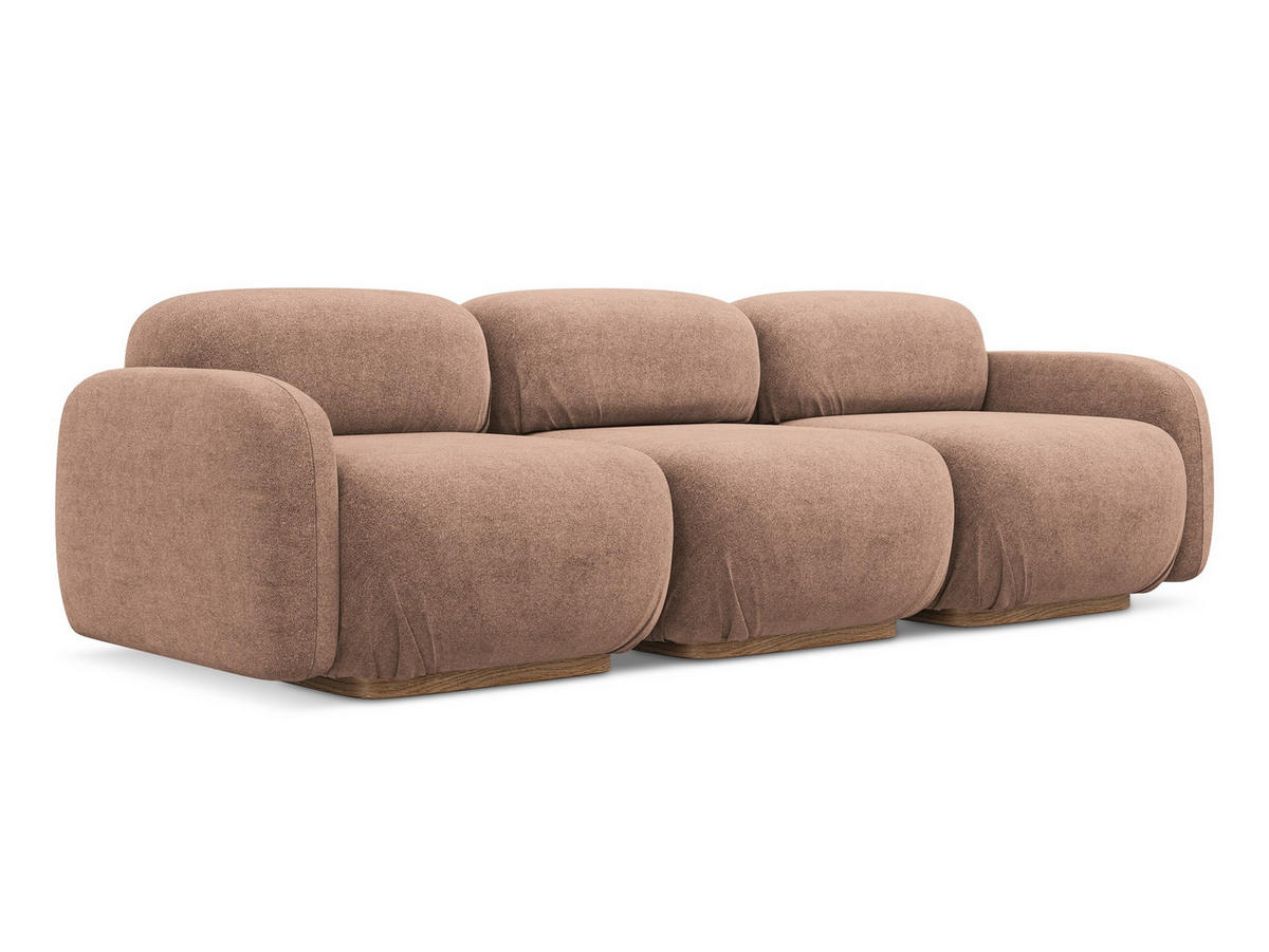 4-SITZER-SOFA Bouclé Stoff Pink - Pink/Hellrosa, Holz/Textil (270/73/95cm) - Makamii