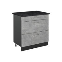 SPODNÍ SKŘÍŇKA KUCHYŇSKÉ LINKY R-Line, Beton/Antracit, 80 cm se 3 zásuvkami pracovná doska antracitová - šedá/antracitová, kompozitní dřevo (80/81.6/60cm) - Vicco