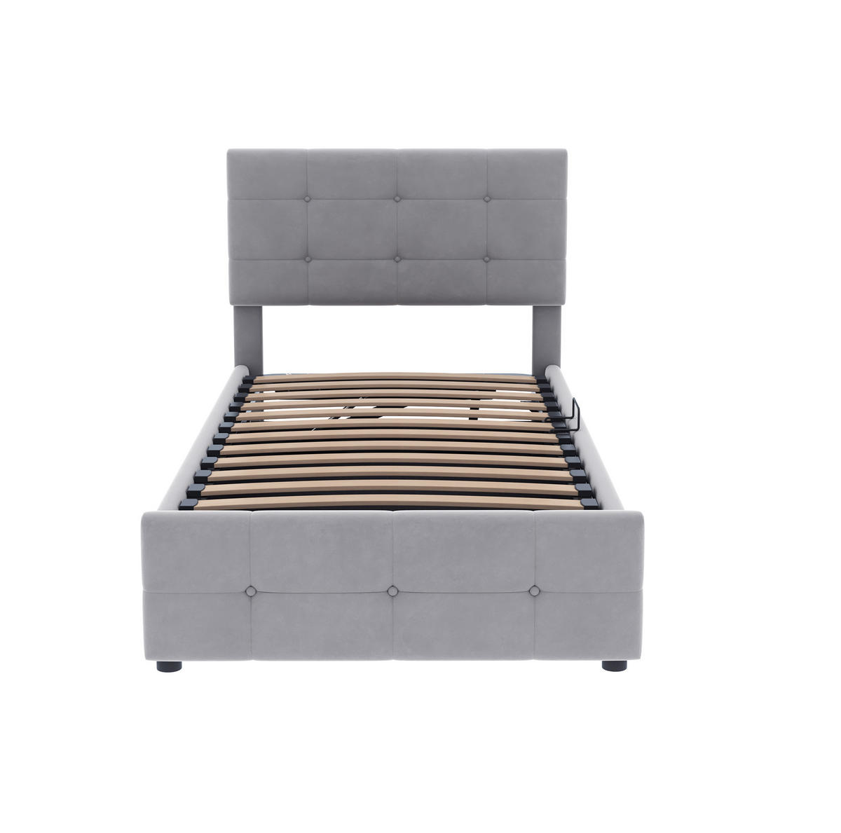 POLSTERBETT mit Stauraum 90x200 cm Samt Grau - Grau, Metall (90/200cm) - Beauniv