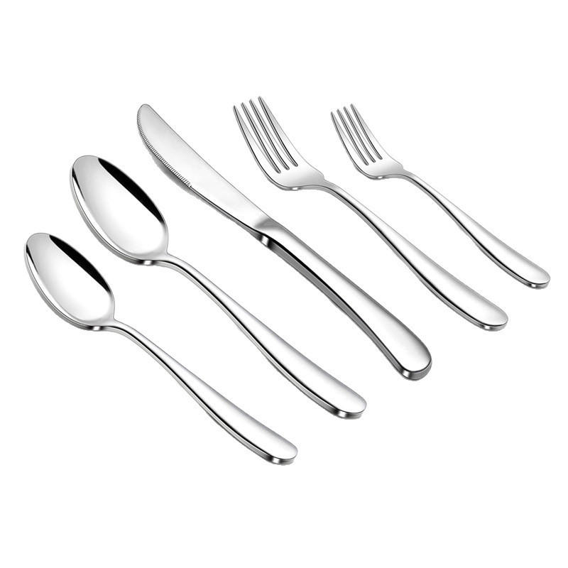 BESTECKSET für 6 Personen, 30 teilig Edelstahl Besteck Set mit Messer Gabel Löffel, Hochglanz poliert, spülmaschinenfest - Silberfarben, Metall