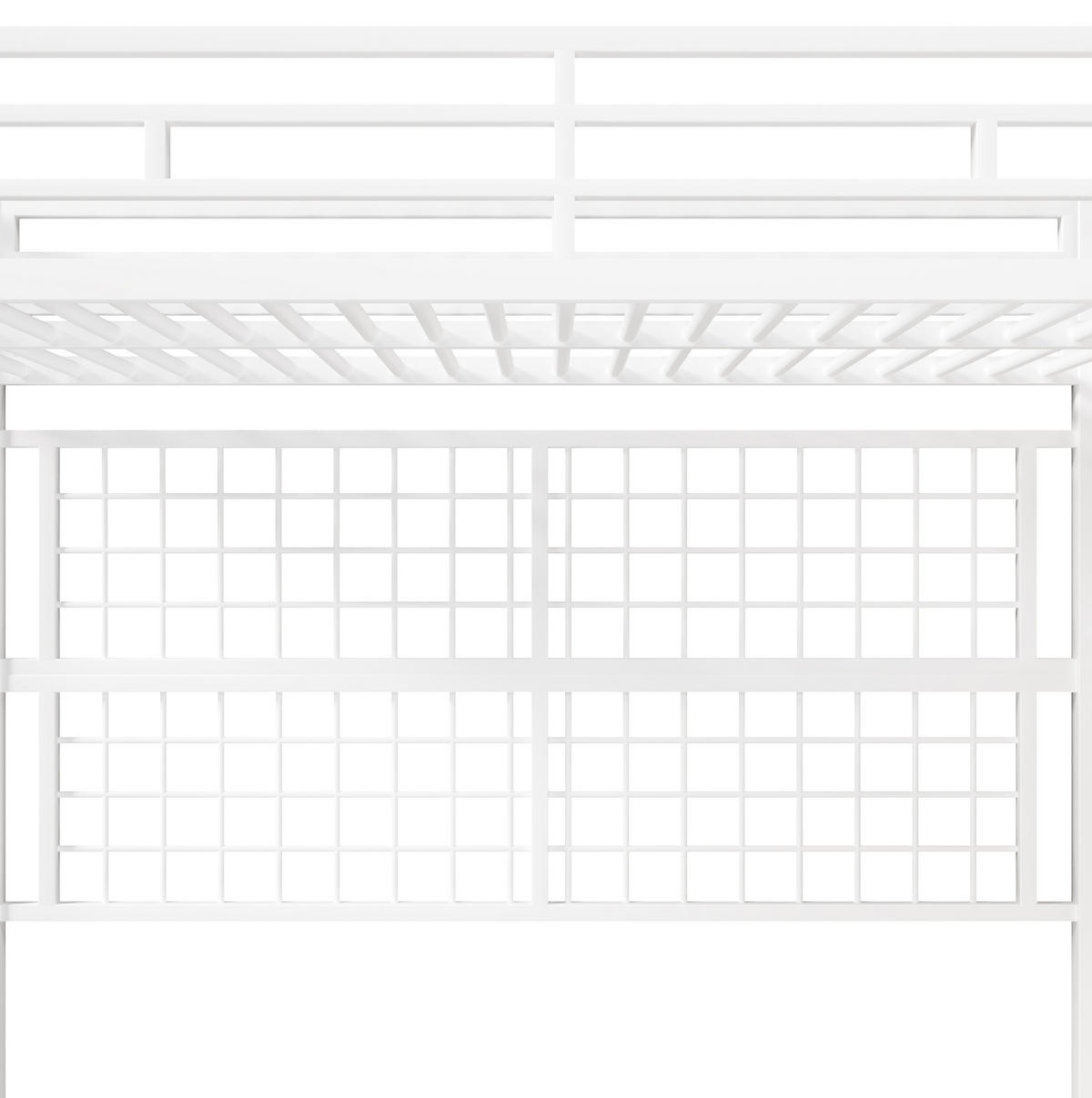 HOCHBETT aus Metall und MDF 90x200 cm Weiß mit Kleiderschrank, Stauraumleiter und 7-Farben-LED - Weiß, Metall (90/200cm) - IVMEU