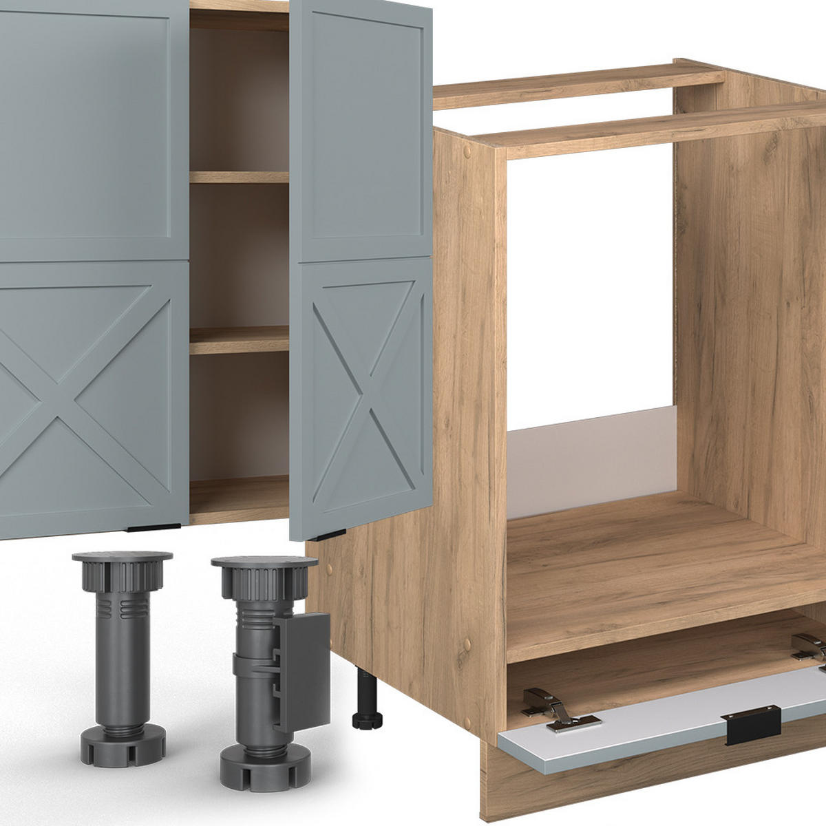 KUCHYŇSKÝ KOUT Fame-Line Světle modrošedý/zlatý dub - medově dubová/světle modrá, kompozitní dřevo (300/81.6/60cm) - Vicco