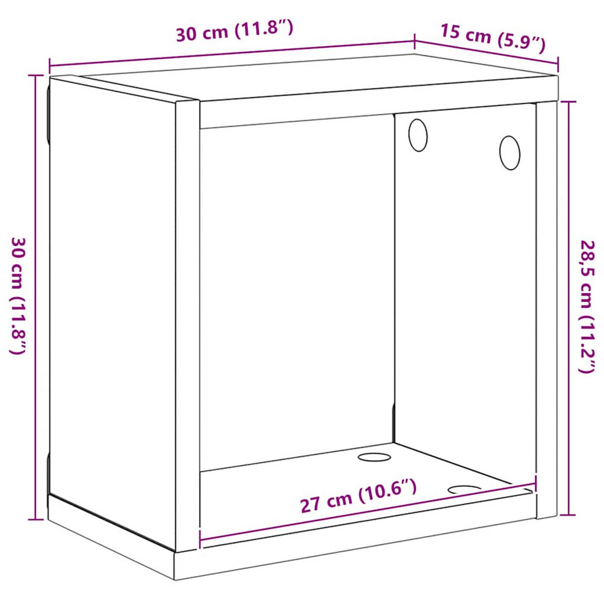 WÜRFELREGALE 2er set Weiß 30/15/30 Cm - Weiß, Holz (30/30/15cm) - vidaXL