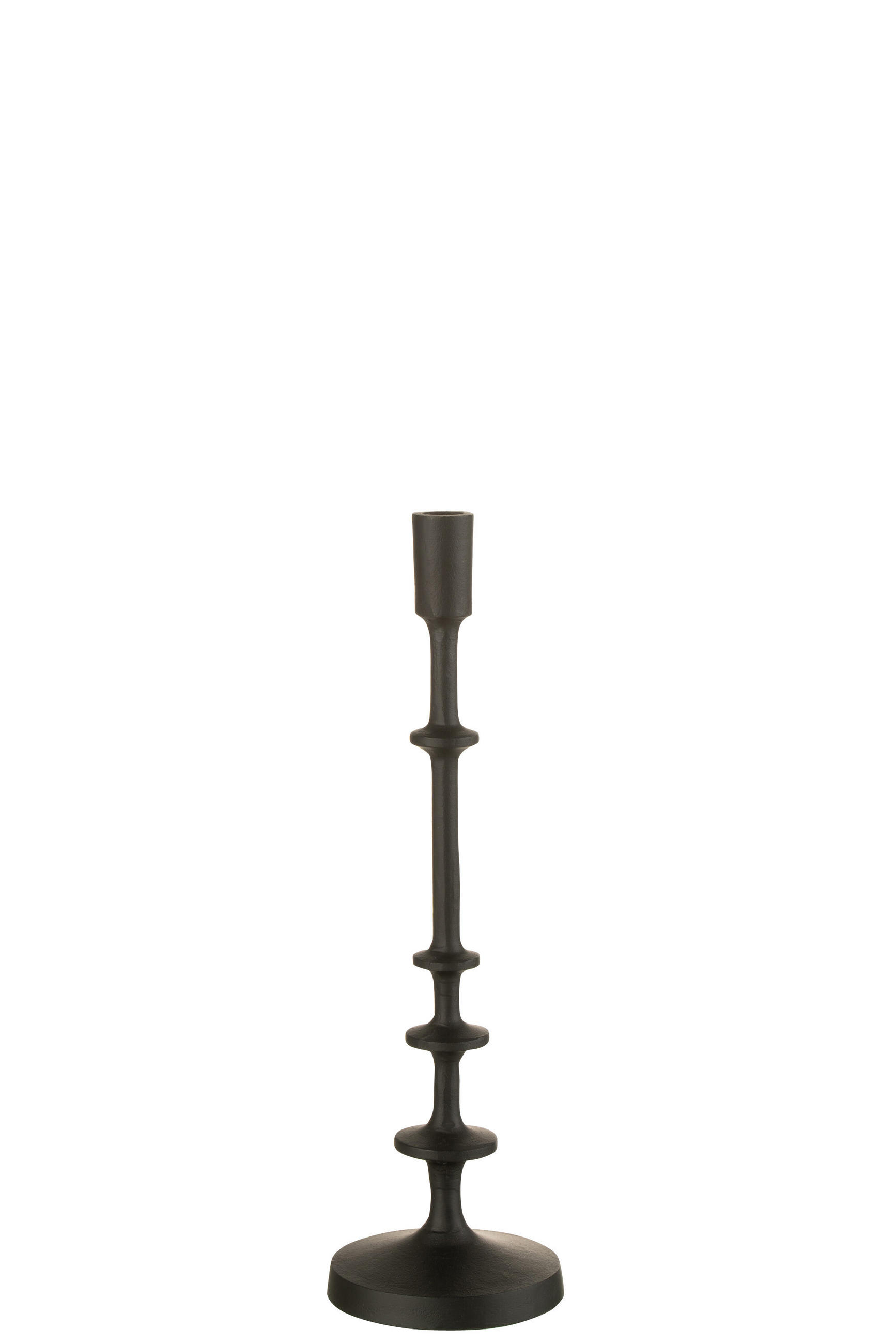 KERZENHALTER IZY - Aluminium - Schwarz - L - Schwarz, Metall (12.5/42cm) - J-Line