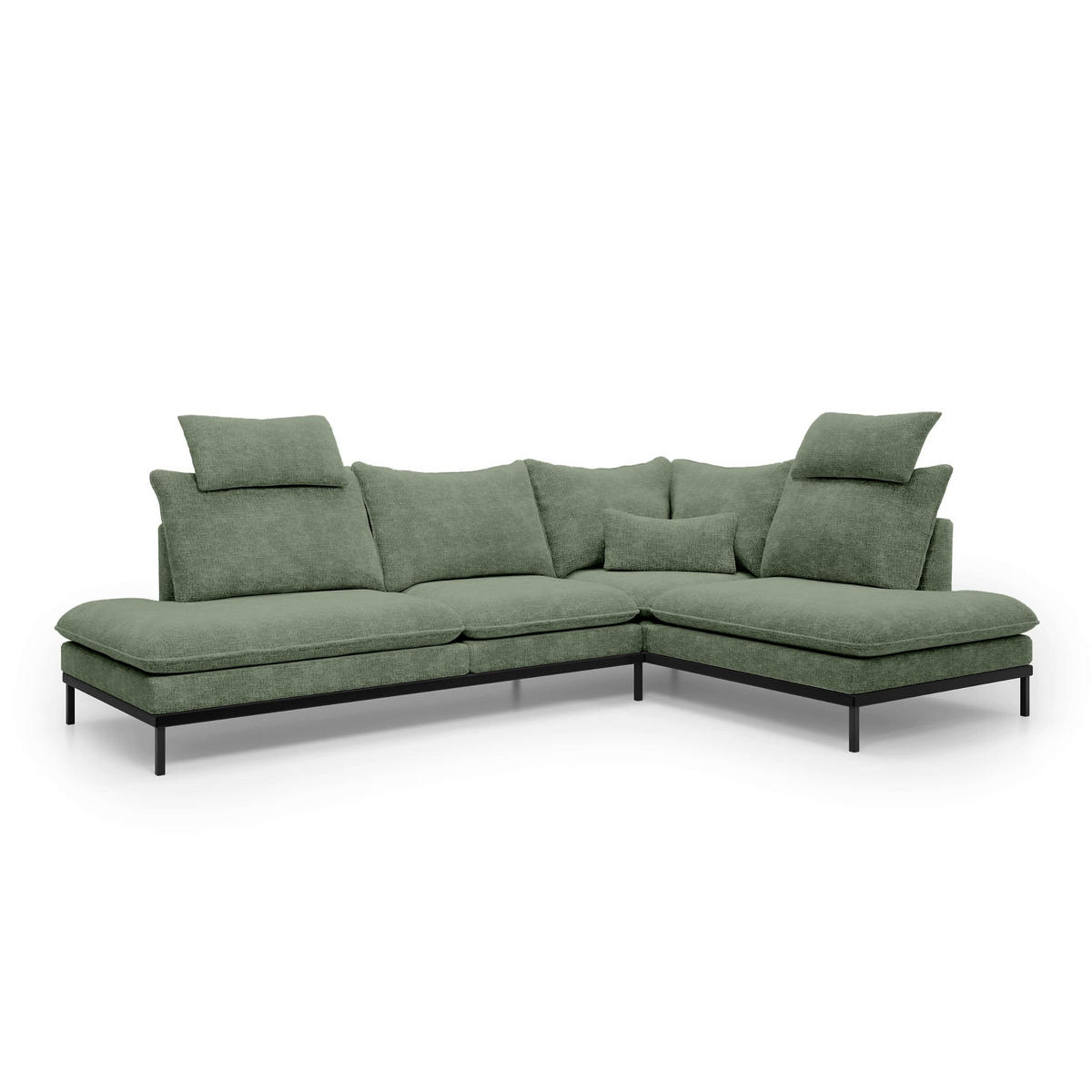 ECKSOFA Leafy Grau 293 cm - Grau, Textil (293/90/198cm) - Pillovely