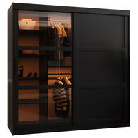 SCHWEBETÜRENSCHRANK 200/180/62 2-türig - Schwarz, Holz/Kunststoff (180/200/62cm) - Abiks Möbel