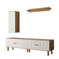 WOHNWAND DE-40122 3-teilig mit geschnitzten Türpaneelen Weiß - Weiß, Holzwerkstoff (170/47/40cm) - ComfortXL
