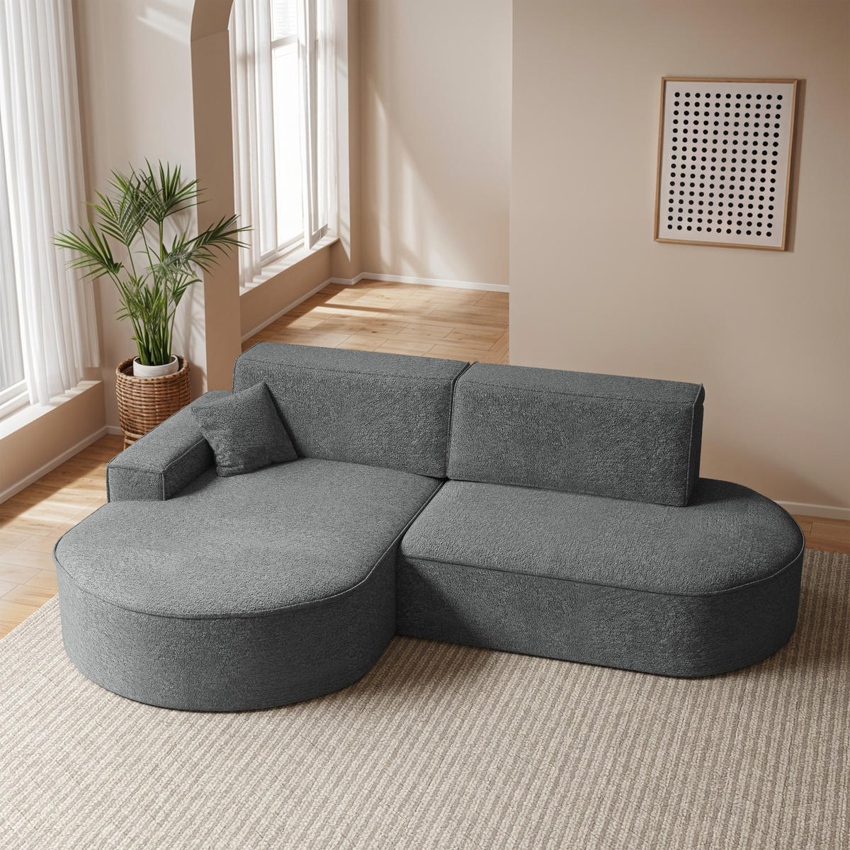 ECKSOFA Modena Pro - Komfort Und Stil stoff Arena Anthrazit Links - Anthrazit, Holz (278/179cm) - Kaiser Möbel