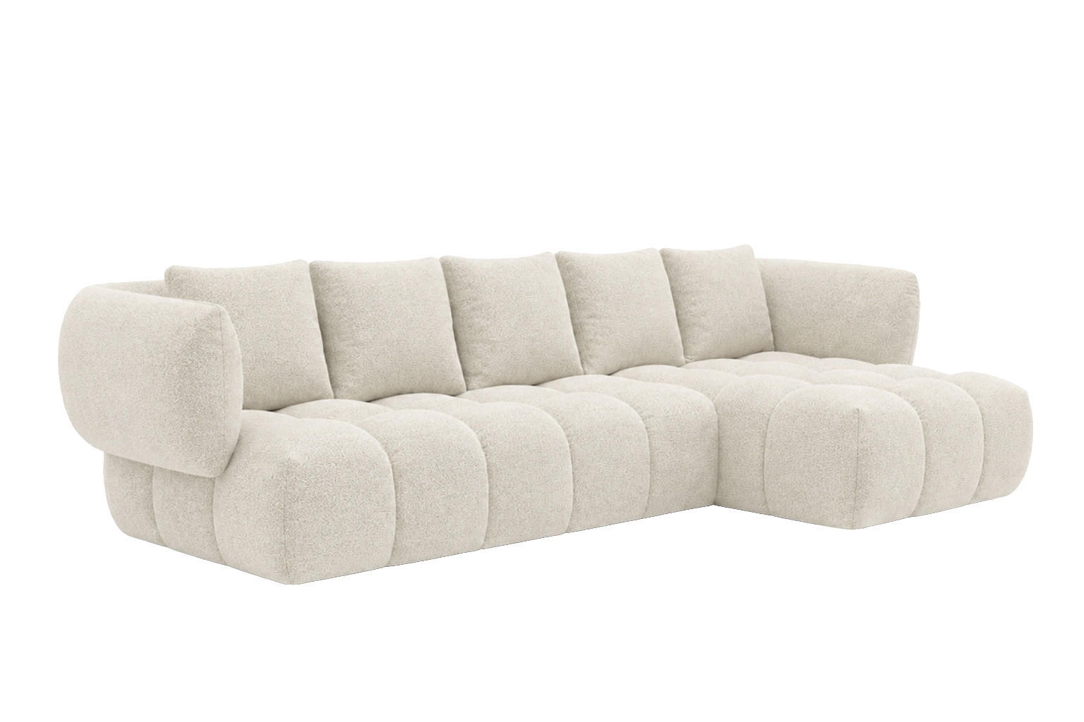 ECKSOFA L-Form, Chenillestoff Puente, Ecru, Rechts, SEVIO L - Ecru, Holz (242/175cm) - Kaiser Möbel