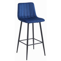 BARHOCKER 1 Stück marineblauer Velours, gepolsterte Rückenlehne, bequemes und modernes Design für Küche oder Theke - Blau, Textil (43/104/36cm) - Best For Home