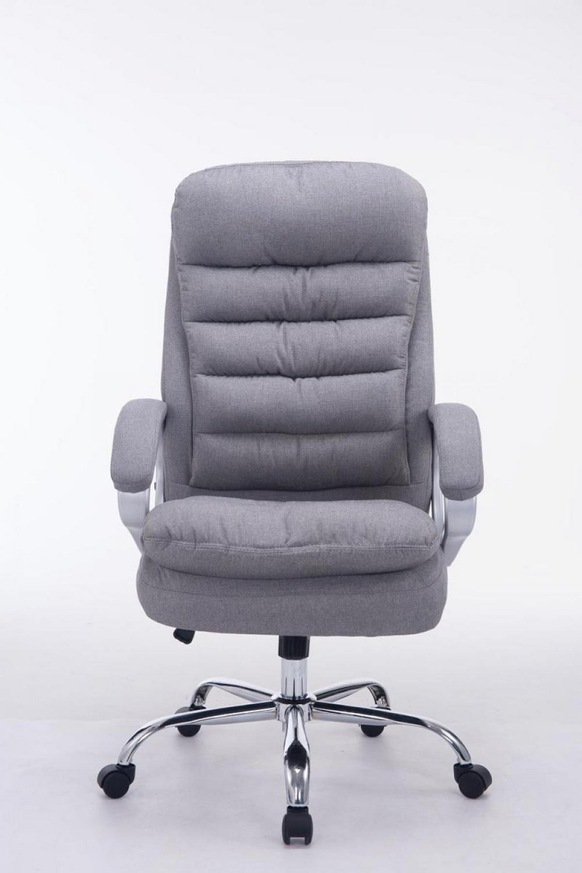 CHEFSESSEL Stoff grau - Chromfarben/Grau, Textil/Metall (68/116/77cm) - CLP