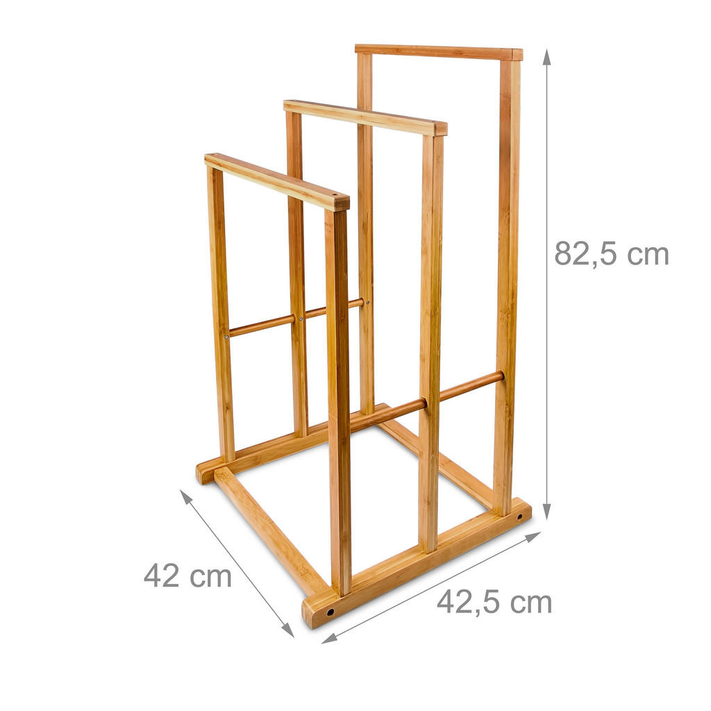 Thumbnail - Relaxdays Handtuchhalter, Hellbraun, Holz, 42x82.5x42.5 cm, Badaccessoires, Duschzubehör, Handtuchständer