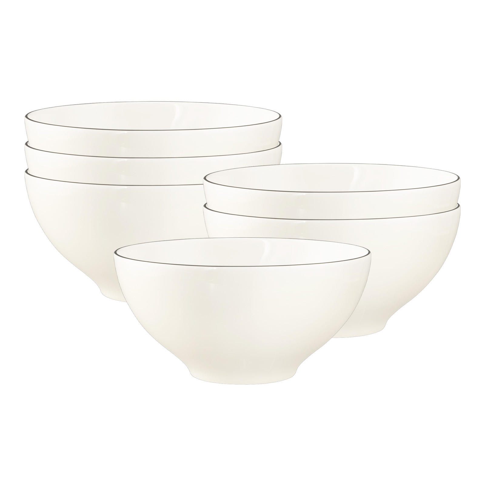 MÜSLISCHALEN Savona Fine Diamond creme ø 15,7 cm 6er Set - Creme, Keramik (15.7cm) - Seltmann Weiden