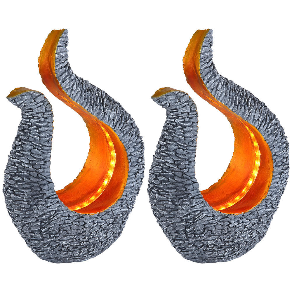 LED AUSSENLEUCHTE Skulptur Grau Gold 2er Set - Grau, Kunststoff (23.5/11/34.5cm) - Globo Lighting