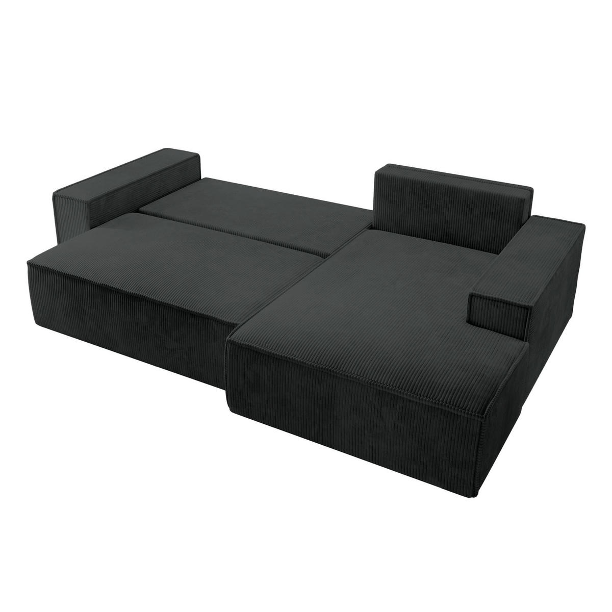 ECKSOFA Farese Schwarz Cord - Schwarz, Kunststoff/Textil (167/267cm) - Selsey