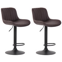 BARHOCKER 2er Set Lentos Kunstleder schwarz braun - Schwarz/Braun, Kunststoff/Metall (50/108/50cm) - TPFLiving