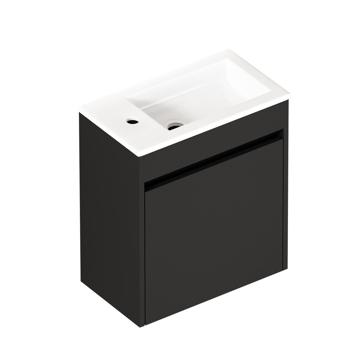 BADSCHRANK mit Soft-Close-Tür 46 cm Schwarz - Schwarz, Holzwerkstoff (26/51.5/46cm) - Beauniv